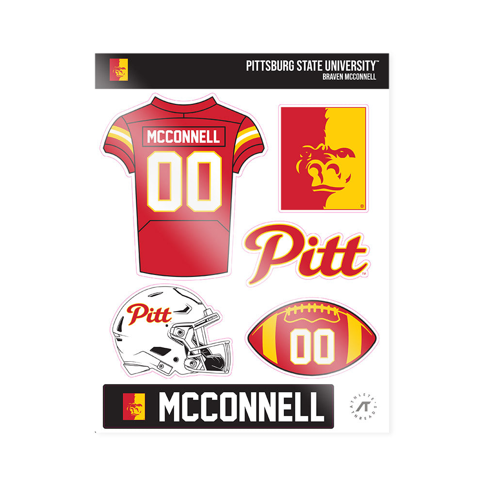 Pitt State - NCAA Football : Braven McConnell - Sticker Sheet-0