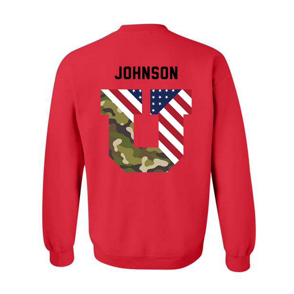 Utah - NCAA Football : Tao Johnson - Veterans Day v3 Crewneck Sweatshirt-3