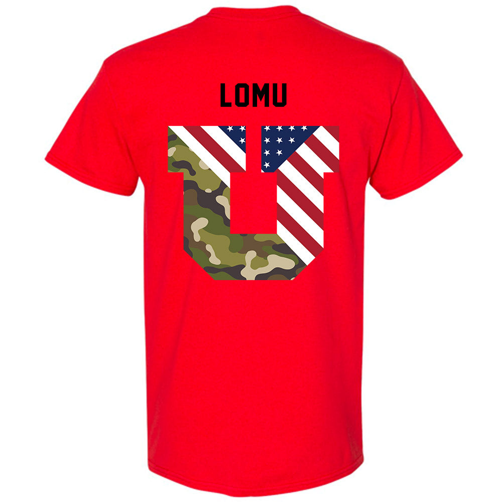 Utah - NCAA Football : Caleb Lomu - Veterans Day v3 T-Shirt-3