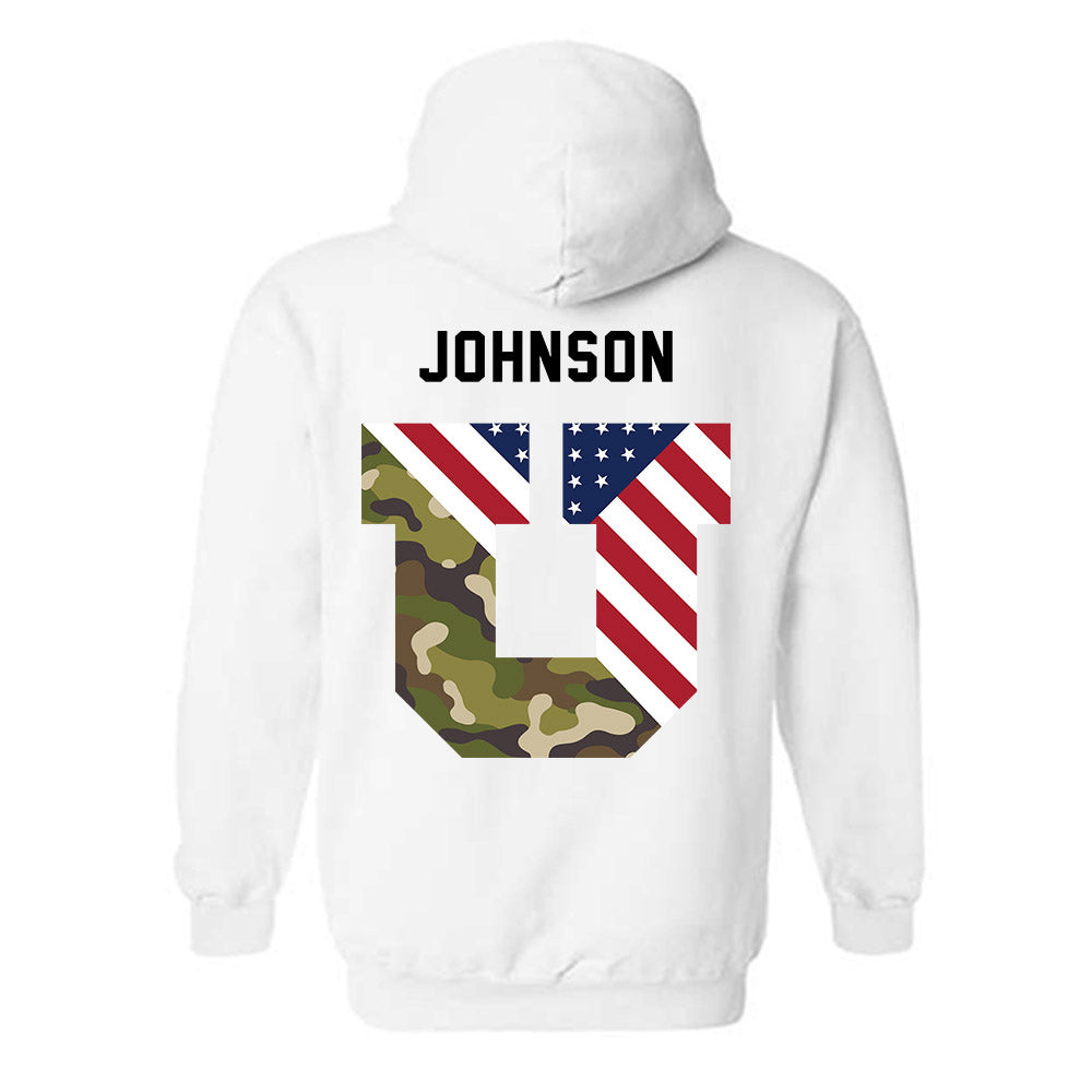 Utah - NCAA Football : Tao Johnson - Veterans Day v3 Hooded Sweatshirt-3