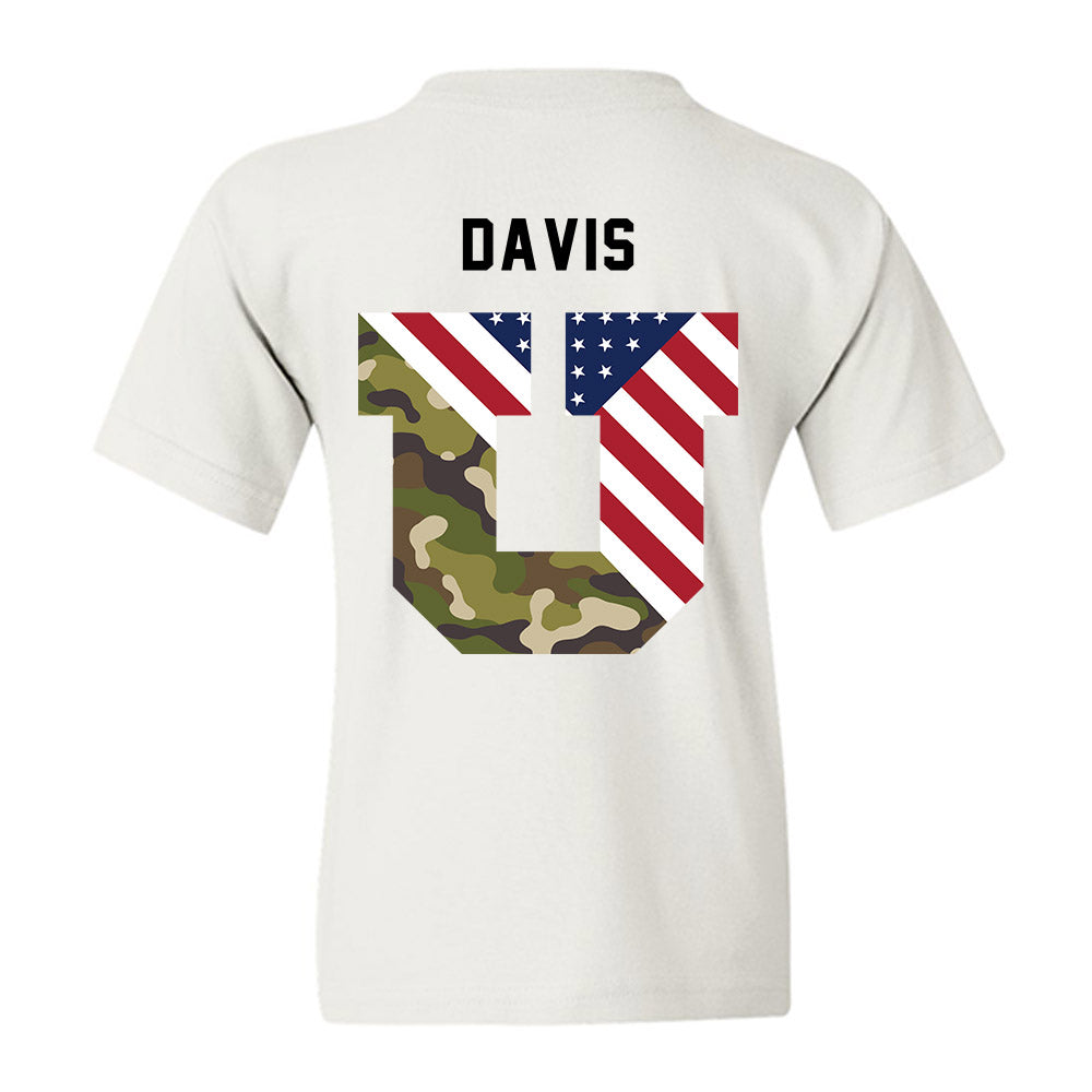 Utah - NCAA Football : Elijah Davis - Veterans Day v3 Youth T-Shirt-2