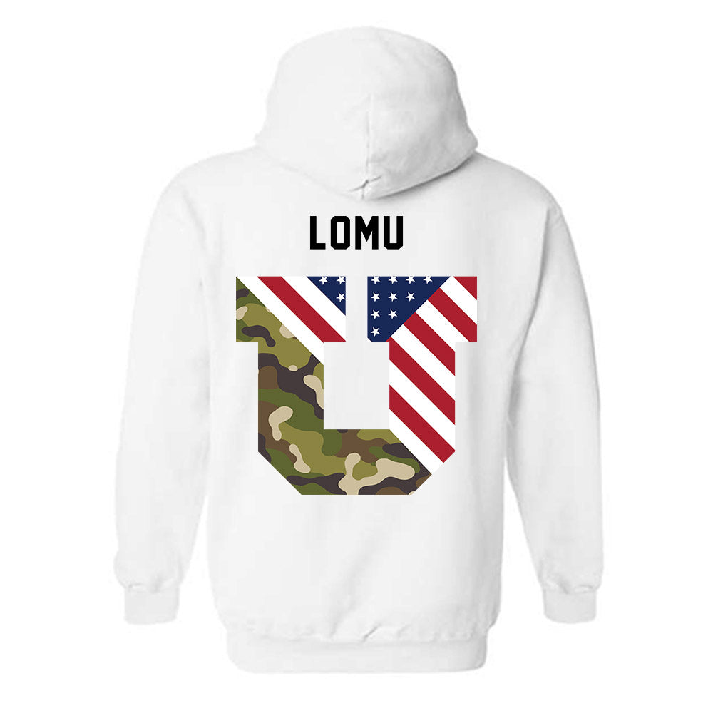 Utah - NCAA Football : Caleb Lomu - Veterans Day v3 Hooded Sweatshirt-3