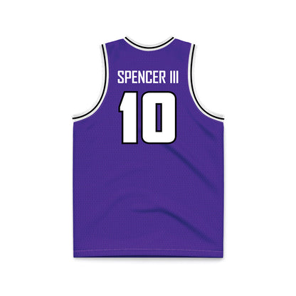 Sioux Falls - NCAA Men's Basketball : James Spencer III - Purple Basketball Jersey-1
