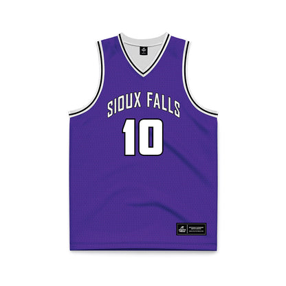Sioux Falls - NCAA Men's Basketball : James Spencer III - Purple Basketball Jersey-0