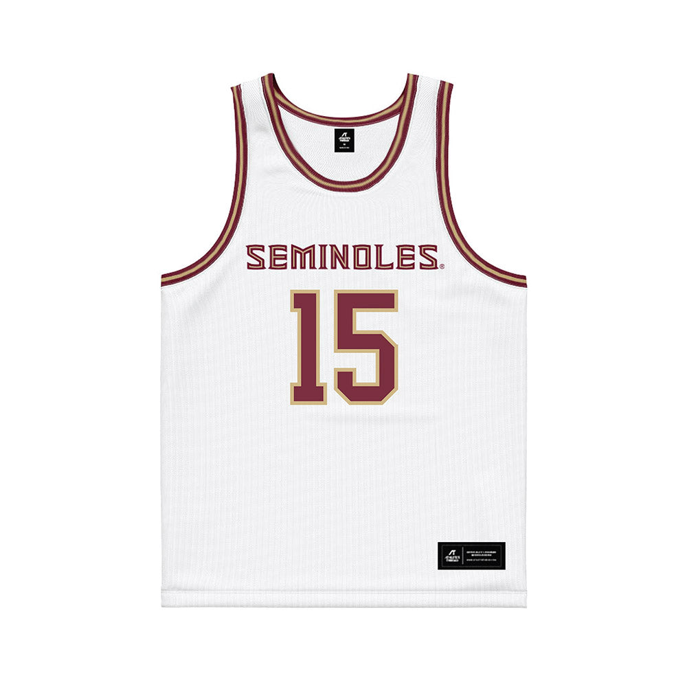 FSU - NCAA Men's Basketball : Jalen Crawford - White Basketball Jersey-0