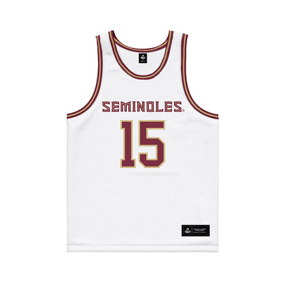 FSU - NCAA Men's Basketball : Jalen Crawford - White Basketball Jersey-0