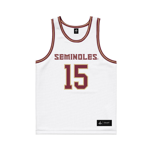 FSU - NCAA Men's Basketball : Jalen Crawford - White Basketball Jersey-0
