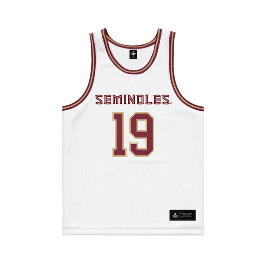FSU - NCAA Men's Basketball : AJ Swinton - White Basketball Jersey-0