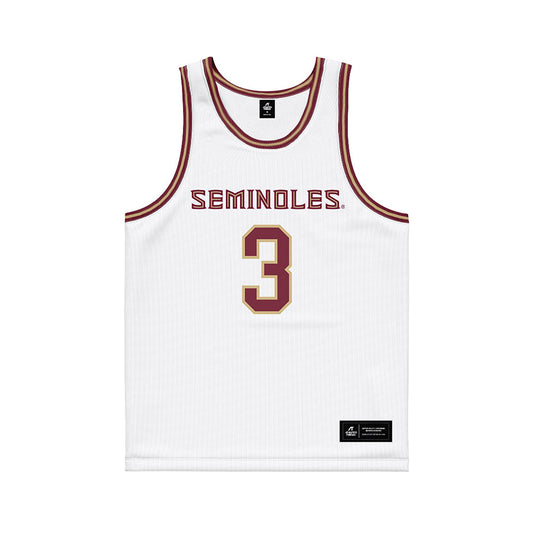 FSU - NCAA Women's Basketball : Jasmine Shavers - White Basketball Jersey-0