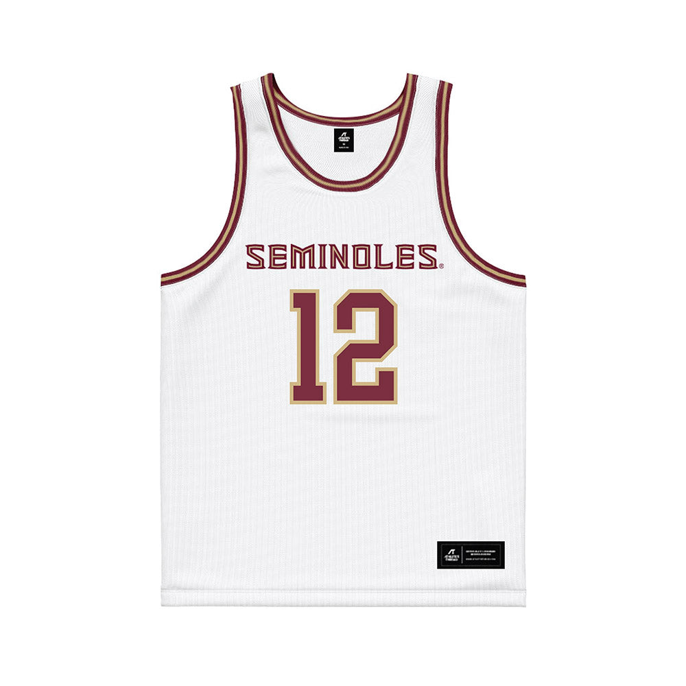 FSU - NCAA Men's Basketball : Alier Maluk - White Basketball Jersey-0