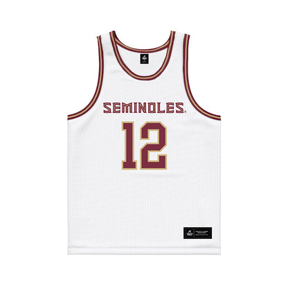FSU - NCAA Men's Basketball : Alier Maluk - White Basketball Jersey-0