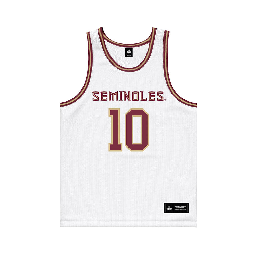 FSU - NCAA Men's Basketball : Lajae Jones - White Basketball Jersey-0