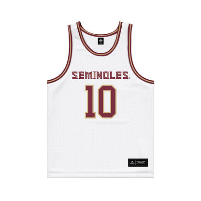 FSU - NCAA Men's Basketball : Lajae Jones - White Basketball Jersey-0