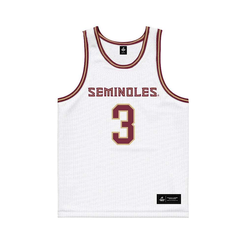 FSU - NCAA Men's Basketball : Thomas Bassong - White Basketball Jersey-0