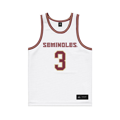 FSU - NCAA Men's Basketball : Thomas Bassong - White Basketball Jersey-0
