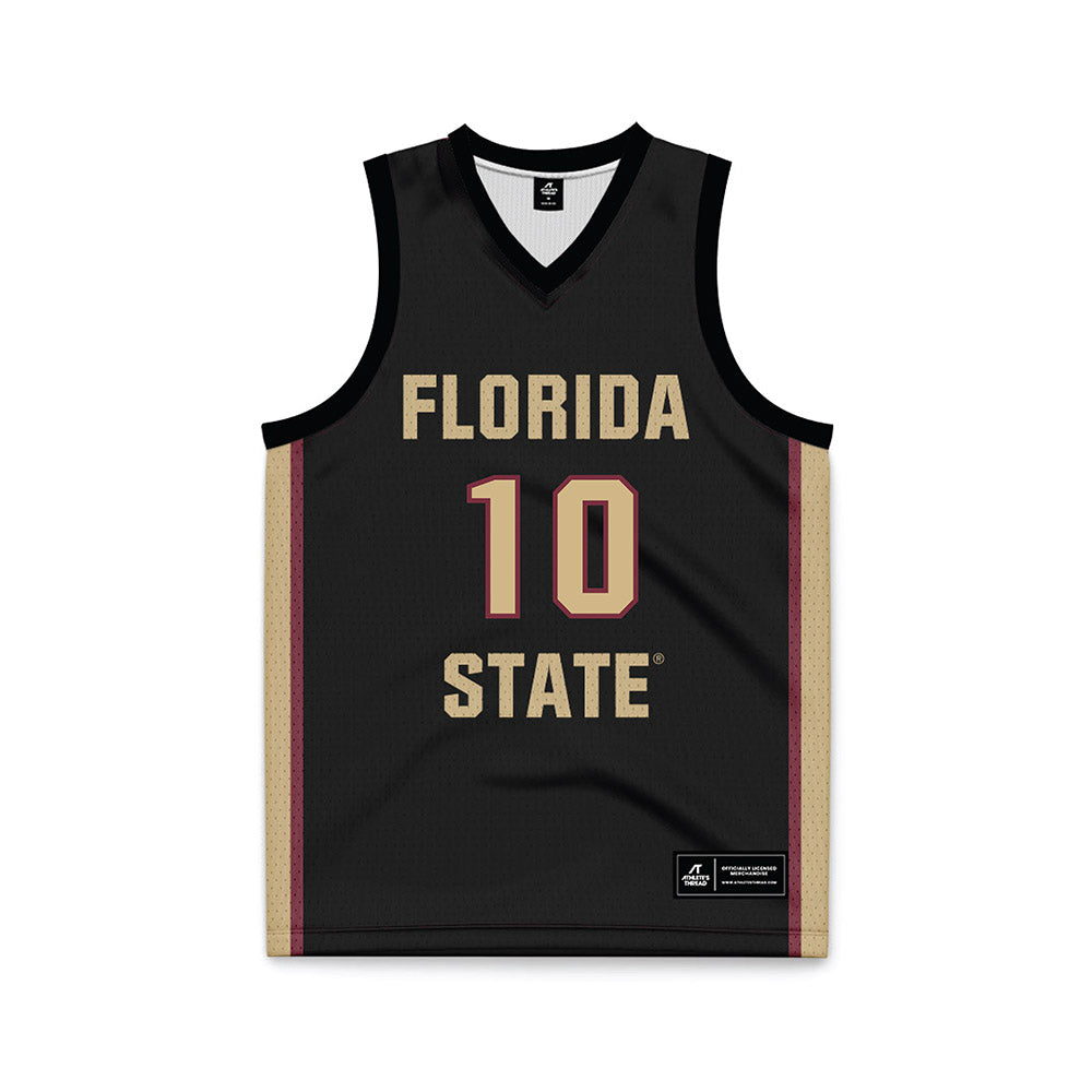 FSU - NCAA Men's Basketball : Lajae Jones - Black Basketball Jersey-0