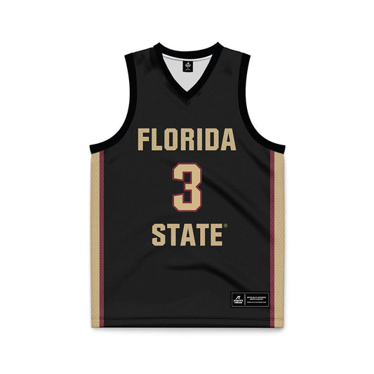 FSU - NCAA Men's Basketball : Thomas Bassong - Black Basketball Jersey-0