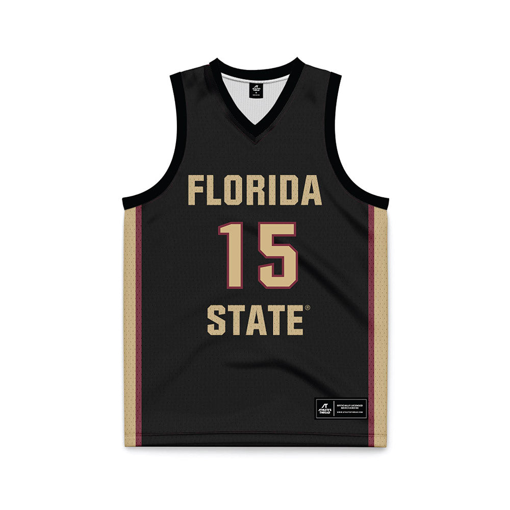 FSU - NCAA Men's Basketball : Jalen Crawford - Black Basketball Jersey-0