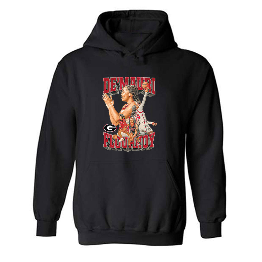 Georgia - NCAA Women's Basketball : De'Mauri Flournoy - Player Collage Hooded Sweatshirt-0