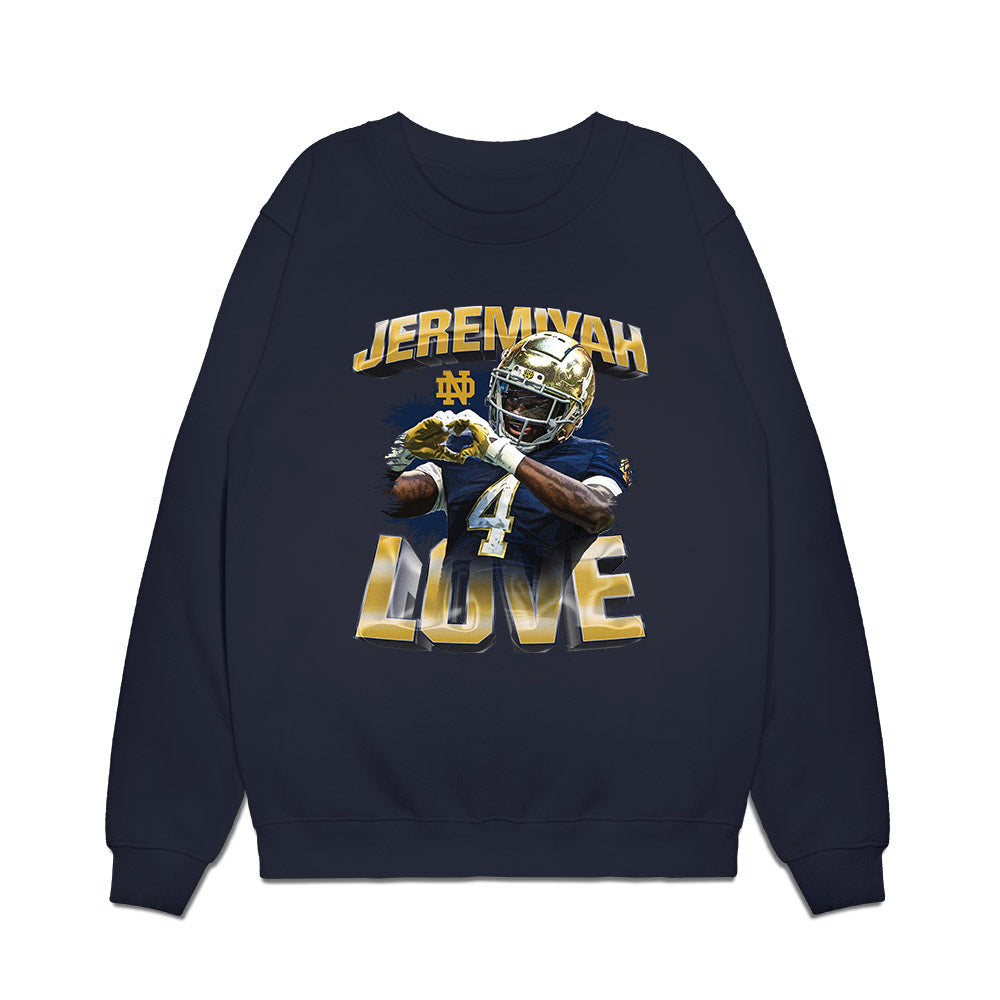 Notre Dame - NCAA Football : Jeremiyah Love - Collage Premium Crewneck Sweatshirt-0