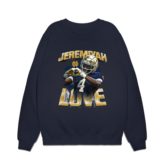 Notre Dame - NCAA Football : Jeremiyah Love - Collage Premium Crewneck Sweatshirt-0