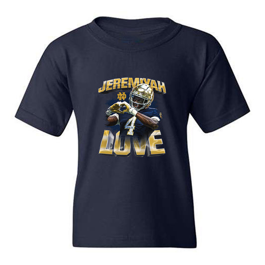 Notre Dame - NCAA Football : Jeremiyah Love - Collage Youth T-Shirt-0