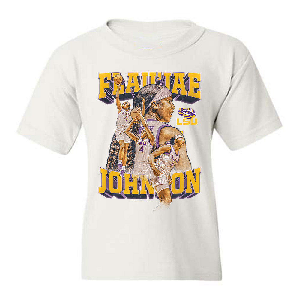 LSU - NCAA Women's Basketball : Flaujae Johnson - Collage Youth T-Shirt-0