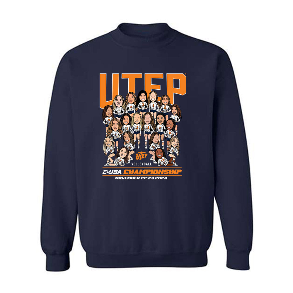 UTEP - NCAA Women's Volleyball : - Team Caricature Crewneck Sweatshirt-0