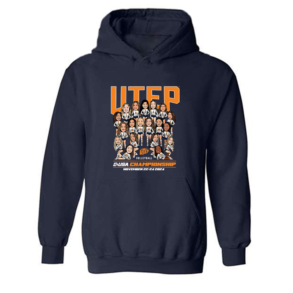 UTEP - NCAA Women's Volleyball : - Team Caricature Hooded Sweatshirt-0