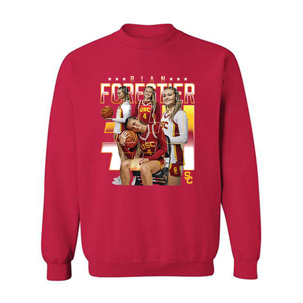 USC - NCAA Women's Basketball : Rian Forestier - Player Collage Crewneck Sweatshirt-0