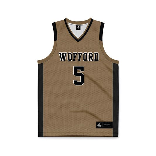 Wofford - NCAA Men's Basketball : Brendan Rigsbee - Old Gold Basketball Jersey-0