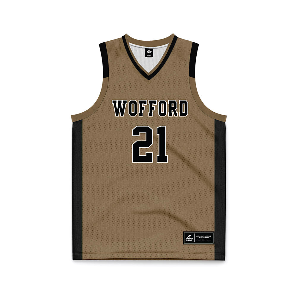 Wofford - NCAA Men's Basketball : Nils Machowski - Old Gold Basketball Jersey-0