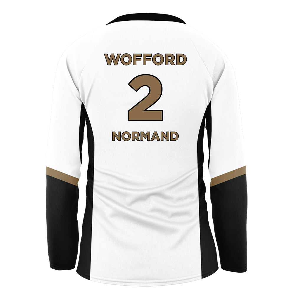 Wofford - NCAA Women's Volleyball : Emily Normand - White Volleyball Jersey-1