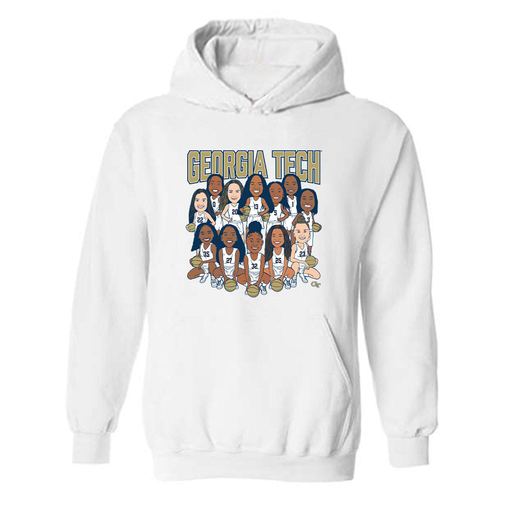 Georgia Tech - NCAA Women's Basketball : Team Caricature Hooded Sweatshirt-0