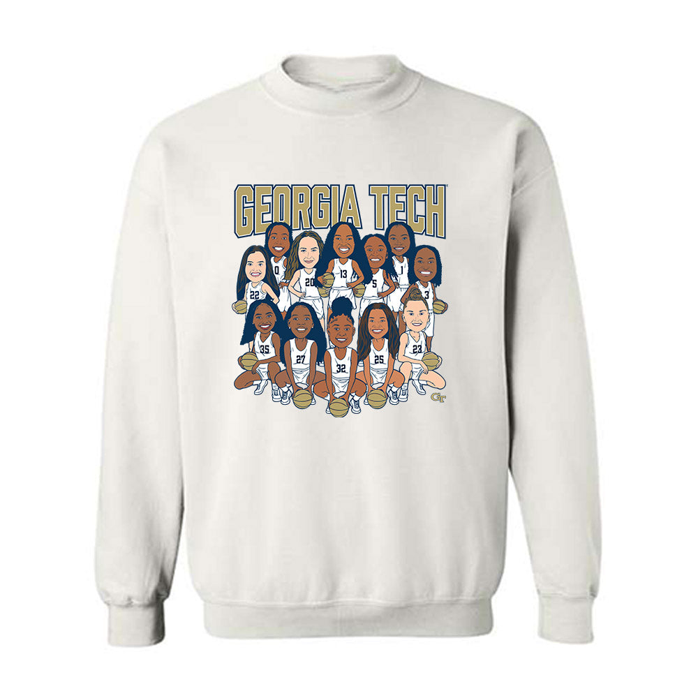 Georgia Tech - NCAA Women's Basketball : - Team Caricature Crewneck Sweatshirt-0