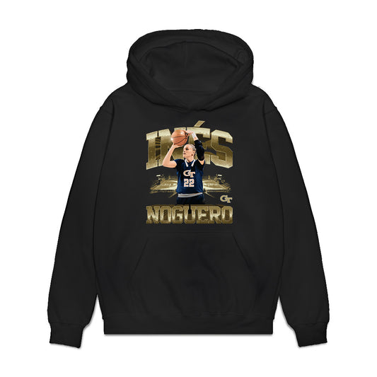 Georgia Tech - NCAA Women's Basketball : Ines Noguero - Player Collage Premium Hooded Sweatshirt-0