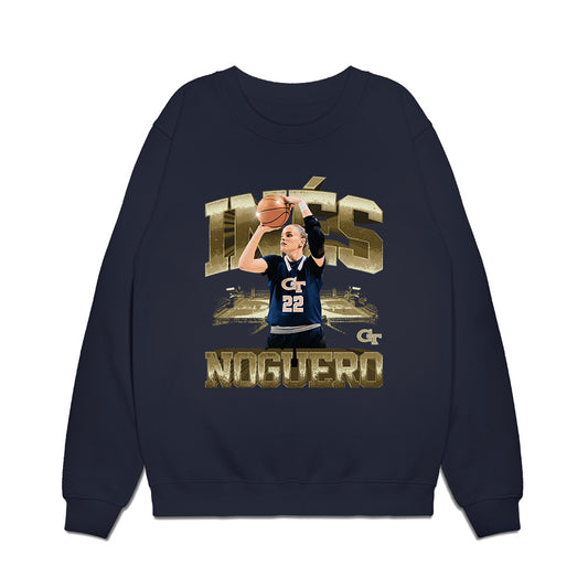 Georgia Tech - NCAA Women's Basketball : Ines Noguero - Player Collage Premium Crewneck Sweatshirt-0