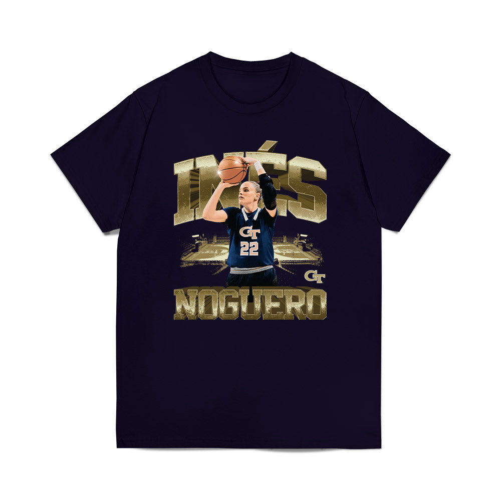 Georgia Tech - NCAA Women's Basketball : Ines Noguero - Player Collage Premium T-Shirt-0