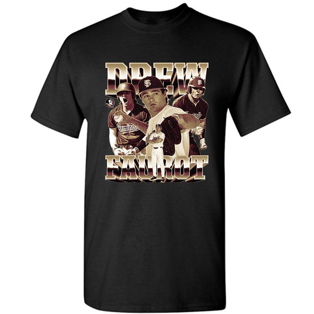 FSU - NCAA Baseball : Drew Faurot - Rising Spear Player Collage T-Shirt-0