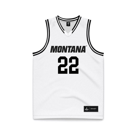 Montana - NCAA Men's Basketball : Luke Moxon - White Basketball Jersey-0