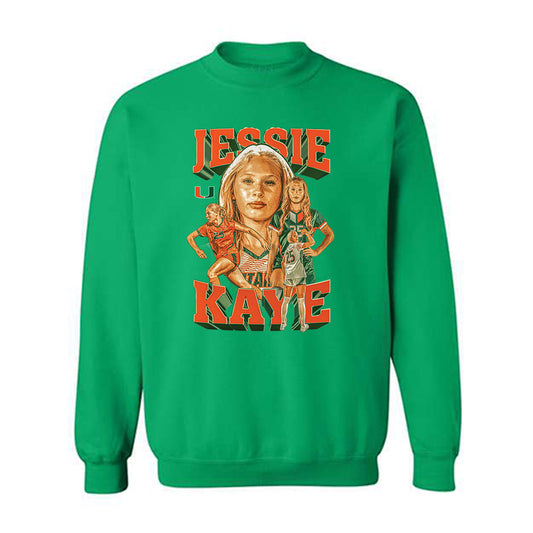 Miami - NCAA Women's Soccer : Jessica Kaye - Player Collage Crewneck Sweatshirt-0