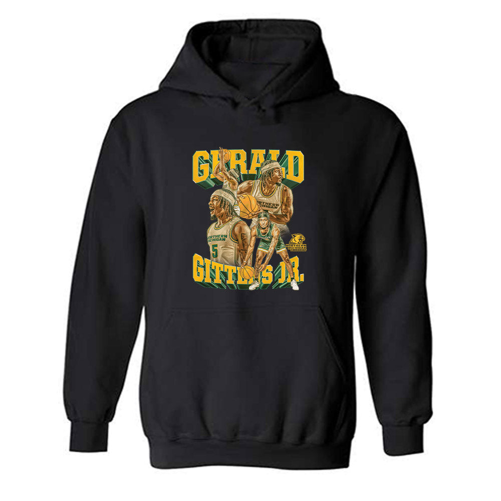 Northern Michigan - NCAA Men's Basketball : Gee Gittens Jr - Player Collage Hooded Sweatshirt-0