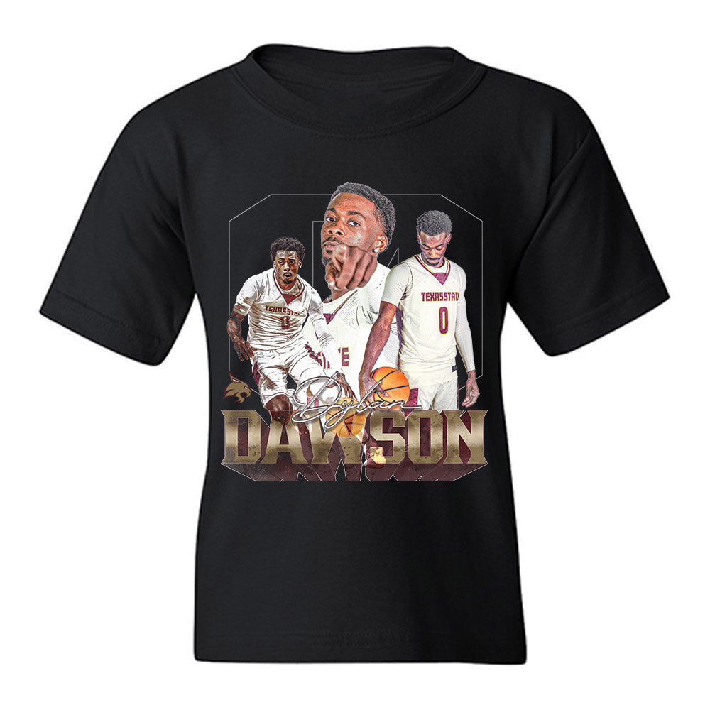 Texas State - NCAA Men's Basketball : Dylan Dawson - Player Collage Youth T-Shirt-0