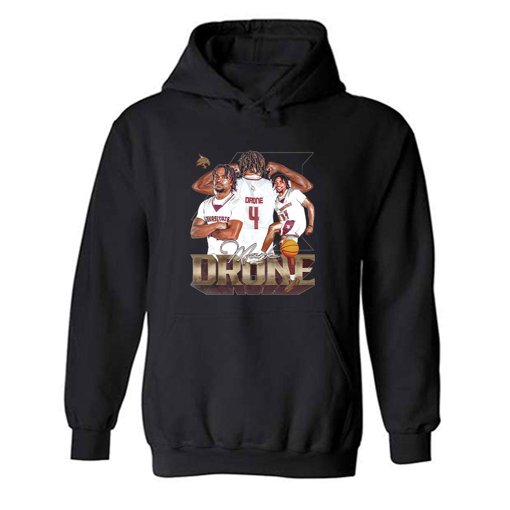 Texas State - NCAA Men's Basketball : Mark Drone - Player Collage Hooded Sweatshirt-0