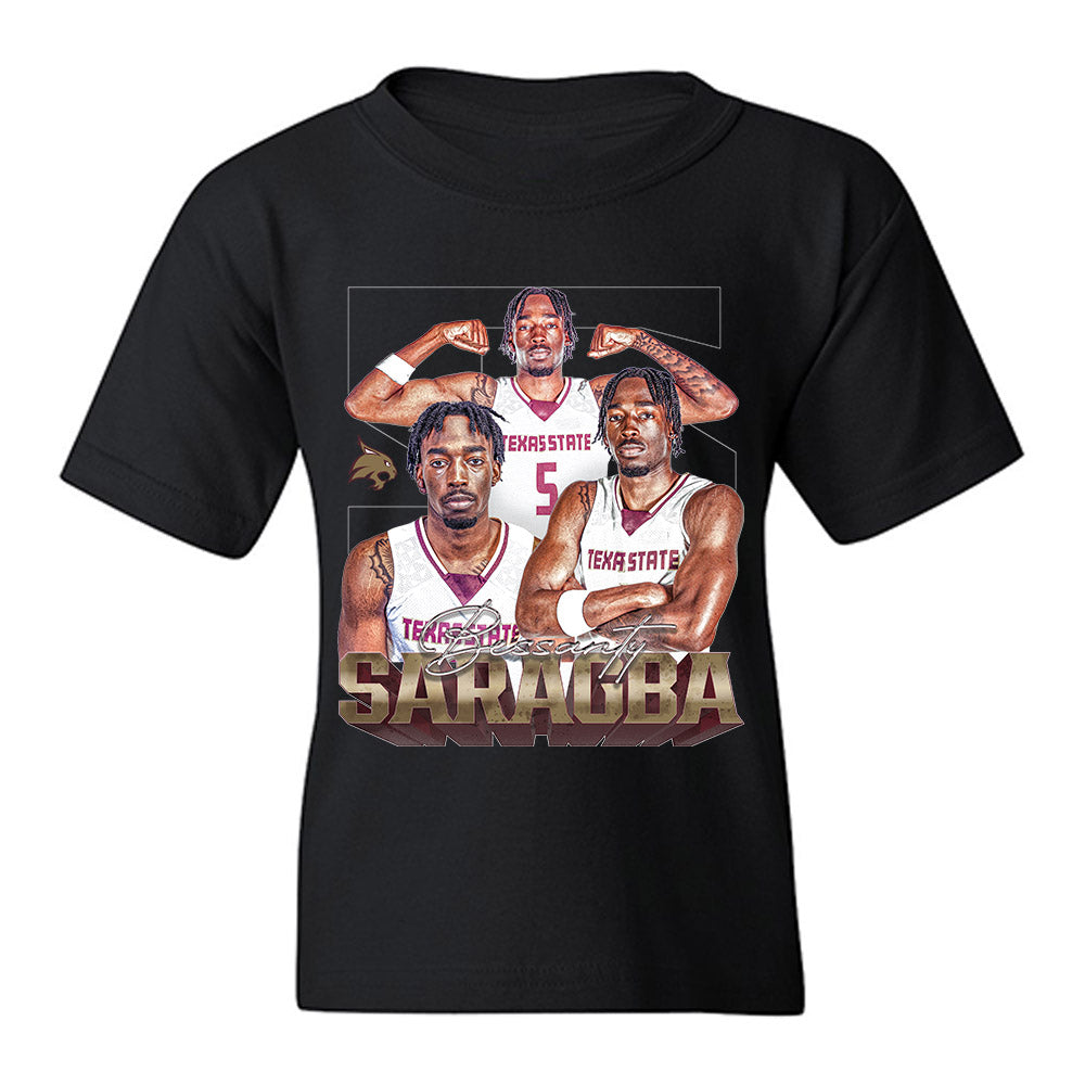 Texas State - NCAA Men's Basketball : Bessanty Saragba - Player Collage Youth T-Shirt-0