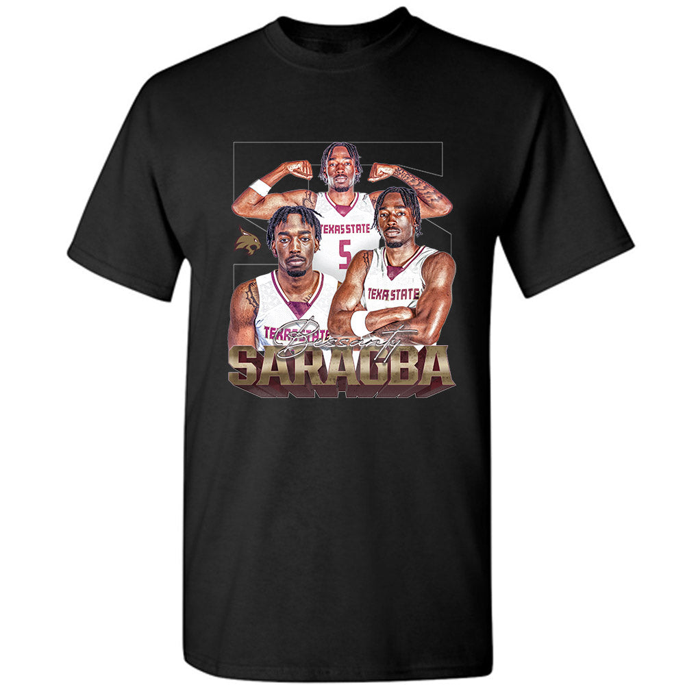 Texas State - NCAA Men's Basketball : Bessanty Saragba - Player Collage T-Shirt-0