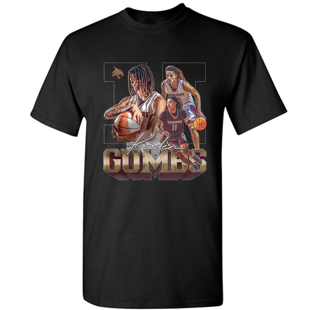 Texas State - NCAA Men's Basketball : Kaden Gumbs - Player Collage T-Shirt-0