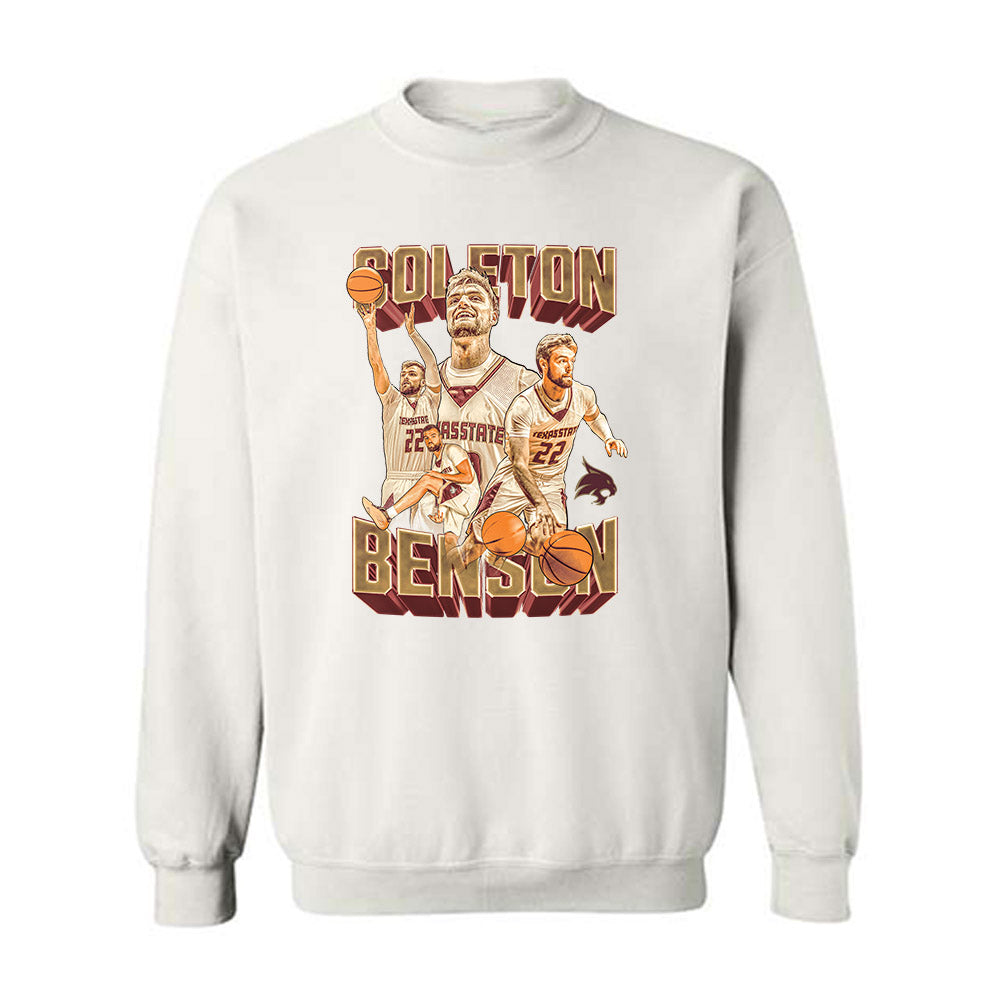 Texas State - NCAA Men's Basketball : Coleton Benson - Player Collage Crewneck Sweatshirt-0