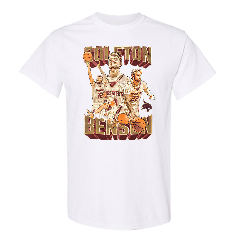 Texas State - NCAA Men's Basketball : Coleton Benson - Player Collage T-Shirt-0