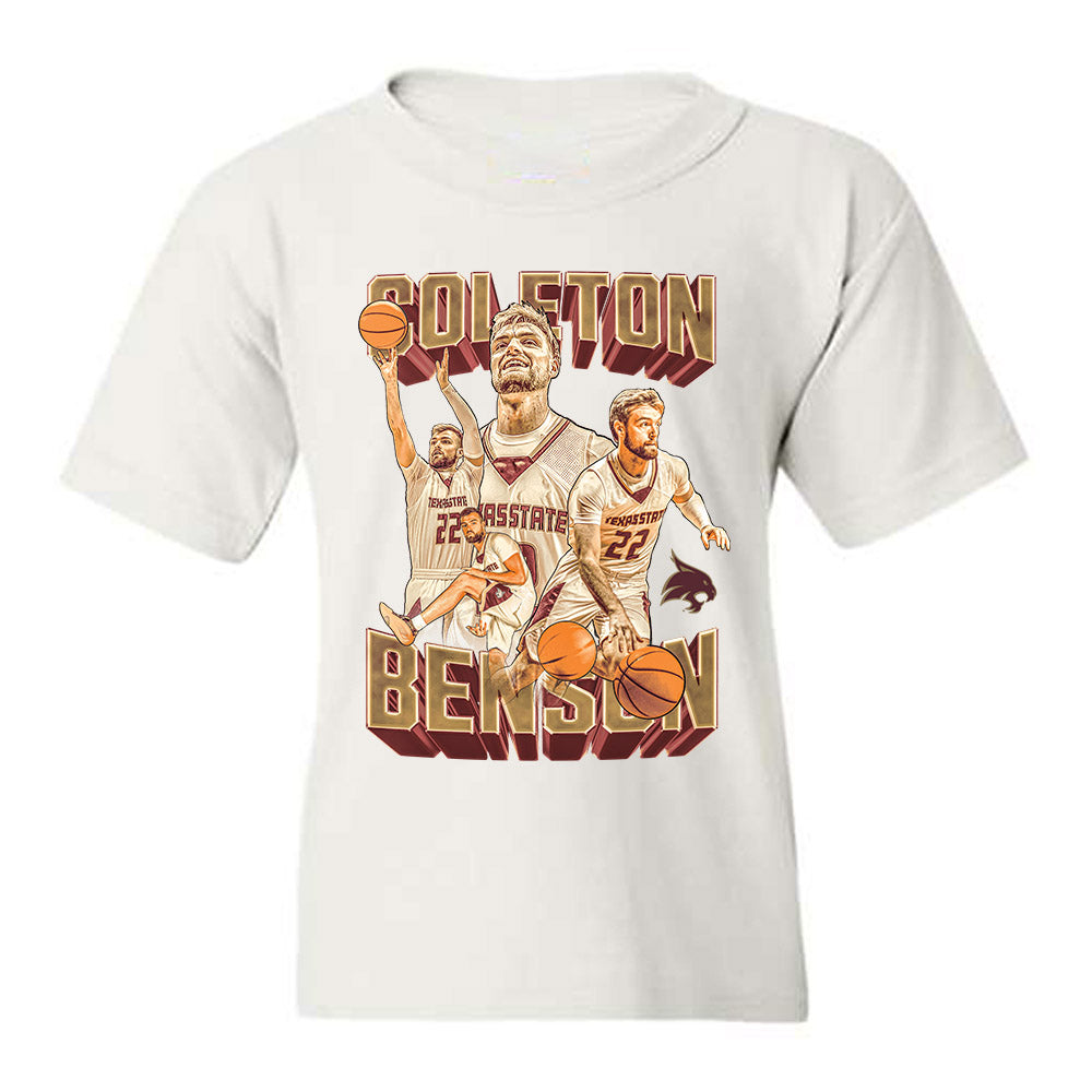 Texas State - NCAA Men's Basketball : Coleton Benson - Player Collage Youth T-Shirt-0